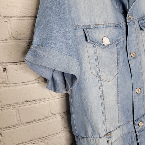 NWT Collar Light Denim Belt Loop  Jumpsuit - Picture 7 of 7